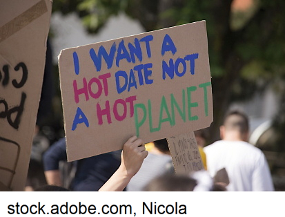 a protest poster saying "I want a hot date not a hot planet".