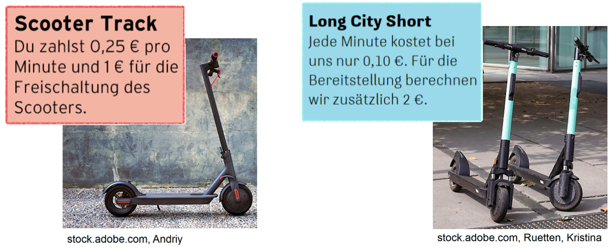 Scooter Track: 0,25 € pro Minute, 1 € für die Freischaltung.
Long City Short: Jede Minute 0,10 €, 2 € für die Freischaltung.